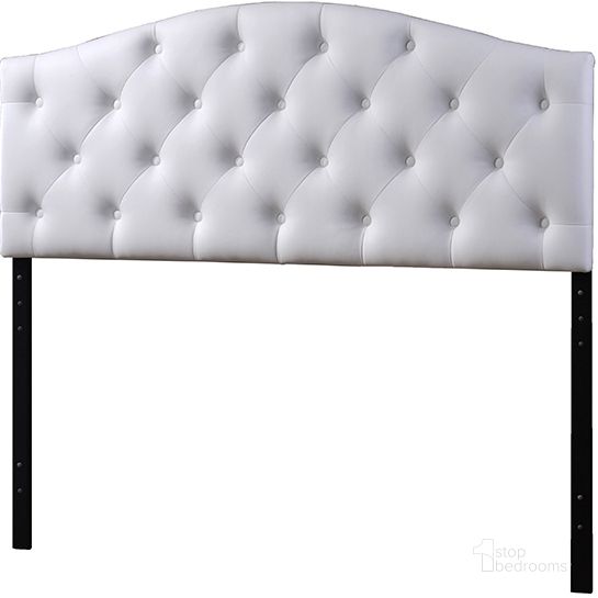 The appearance of Baxton Studio Myra Modern And Contemporary Full Size White Faux Leather Upholstered Button-Tufted Scalloped Headboard designed by Baxton Studio in the modern / contemporary interior design. This white piece of furniture  was selected by 1StopBedrooms from Myra Collection to add a touch of cosiness and style into your home. Sku: BBT6505-White-Full HB. Material: Wood. Product Type: Headboard. Bed Size: Full. Image1