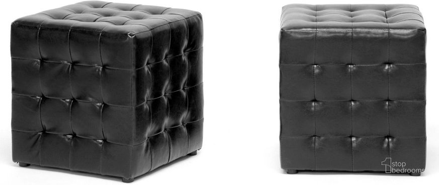 The appearance of Baxton Studio Siskal Black Modern Cube Ottoman (Set Of 2) designed by Baxton Studio in the transitional interior design. This black piece of furniture  was selected by 1StopBedrooms from Siskal Collection to add a touch of cosiness and style into your home. Sku: BH-5589-BLACK-OTTO. Material: Wood. Product Type: Ottoman. Image1