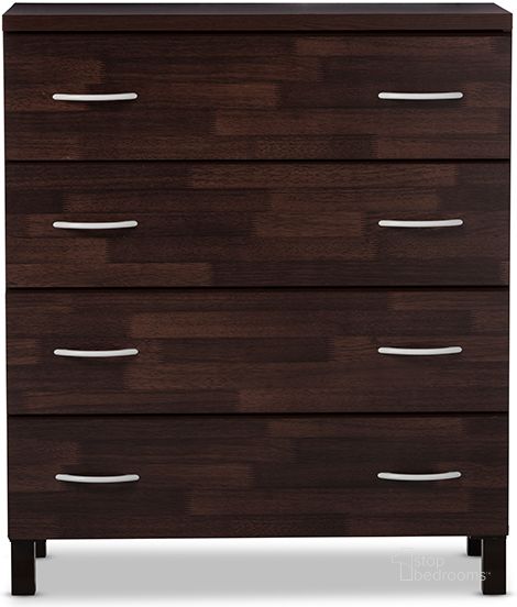 The appearance of Baxton Studio Maison Modern And Contemporary Oak Brown Finish Wood 4-Drawer Storage Chest designed by Baxton Studio in the modern / contemporary interior design. This brown piece of furniture  was selected by 1StopBedrooms from Maison Collection to add a touch of cosiness and style into your home. Sku: BR888024-Dirty Oak. Product Type: Chest. Material: MDF. Image1
