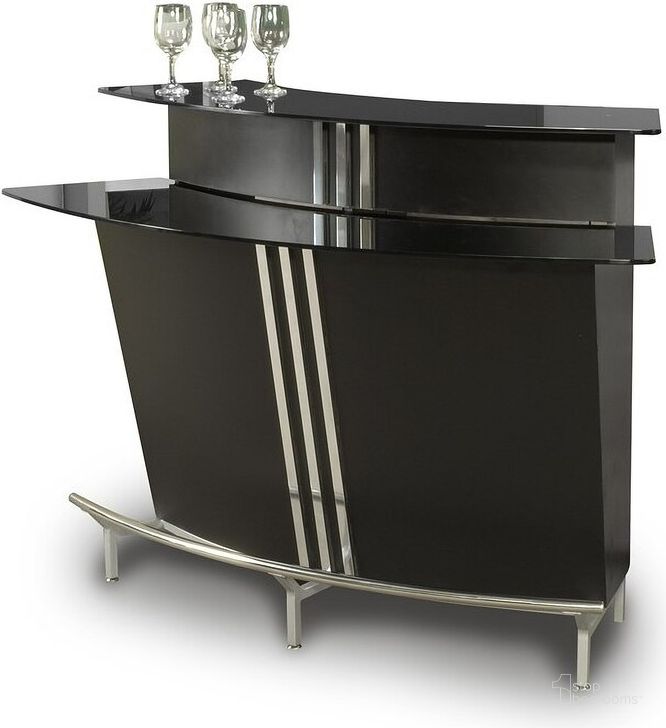 The appearance of Broadway Home Bar designed by Chintaly Imports in the modern / contemporary interior design. This black piece of furniture  was selected by 1StopBedrooms from Broadway Collection to add a touch of cosiness and style into your home. Sku: BROADWAY-BAR-BLK-M;BROADWAY-BAR-BLK-B;BROADWAY-BAR-BLK-T. Product Type: Home Bar. Material: Metal/Glass. Image1