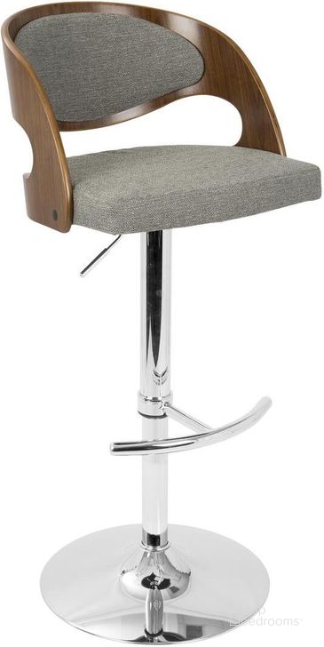 The appearance of Pino Walnut And Gray Adjustable Barstool designed by Lumisource in the modern / contemporary interior design. This gray piece of furniture  was selected by 1StopBedrooms from Pino Collection to add a touch of cosiness and style into your home. Sku: BS-JY-PN WL+GY. Material: Metal. Product Type: Barstool. Image1