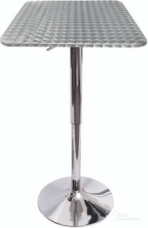The appearance of Bistro Square Adjustable Height Bar Table designed by Lumisource in the modern / contemporary interior design. This chrome piece of furniture  was selected by 1StopBedrooms from Bistro Collection to add a touch of cosiness and style into your home. Sku: BT-TLBISTRO23SQ. Material: Metal. Product Type: Bar Table. Image1