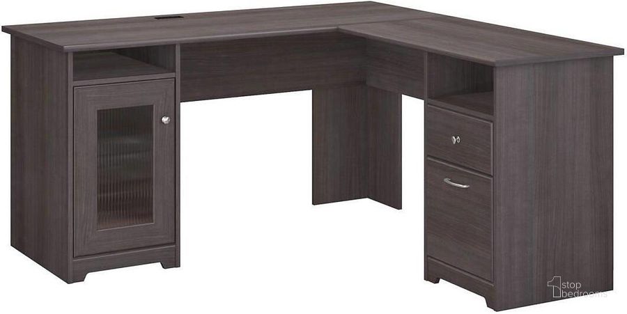 The appearance of Cabot Heather Gray L Shaped Desk designed by Bush Furniture in the traditional interior design. This gray piece of furniture  was selected by 1StopBedrooms from Cabot Collection to add a touch of cosiness and style into your home. Sku: WC31730K. Product Type: Desk.