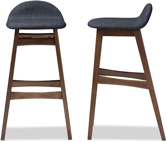 The appearance of Bloom Scandinavian Style Dark Blue Fabric Upholstered Walnut Wood Finishing 30-Inches Bar Stool (Set Of 2) designed by Baxton Studio in the modern / contemporary interior design. This dark blue piece of furniture  was selected by 1StopBedrooms from Bloom Collection to add a touch of cosiness and style into your home. Sku: Bloom Barstool-Dark Blue. Material: Fabric. Product Type: Barstool. Image1