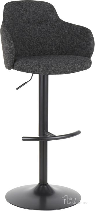The appearance of Boyne Upholstered Bar Stool in Black Metal and Dark Grey Fabric designed by Lumisource in the industrial interior design. This black piece of furniture  was selected by 1StopBedrooms from Boyne Collection to add a touch of cosiness and style into your home. Sku: BS-BOYNEUP BKDGY. Material: Fabric. Product Type: Barstool. Image1