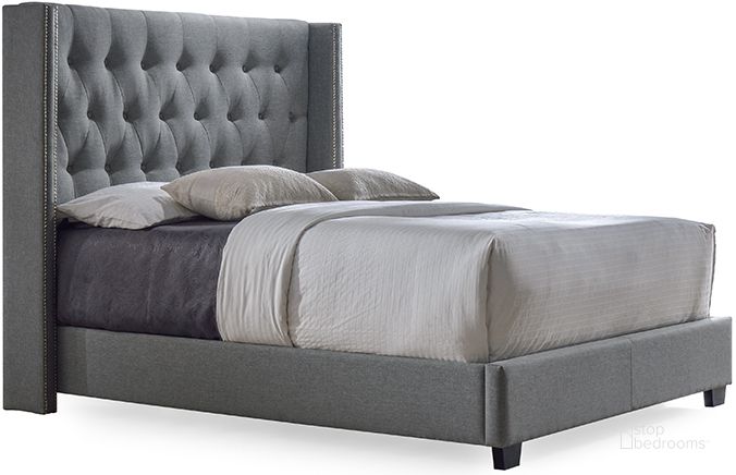 The appearance of Baxton Studio Katherine Contemporary Grey Fabric Nail Head Trim King Size Wingback Bed designed by Baxton Studio in the modern / contemporary interior design. This grey piece of furniture  was selected by 1StopBedrooms from Katherine Collection to add a touch of cosiness and style into your home. Sku: CF8611-King-Grey. Bed Type: Panel Bed. Material: Fabric. Product Type: Panel Bed. Bed Size: King. Image1