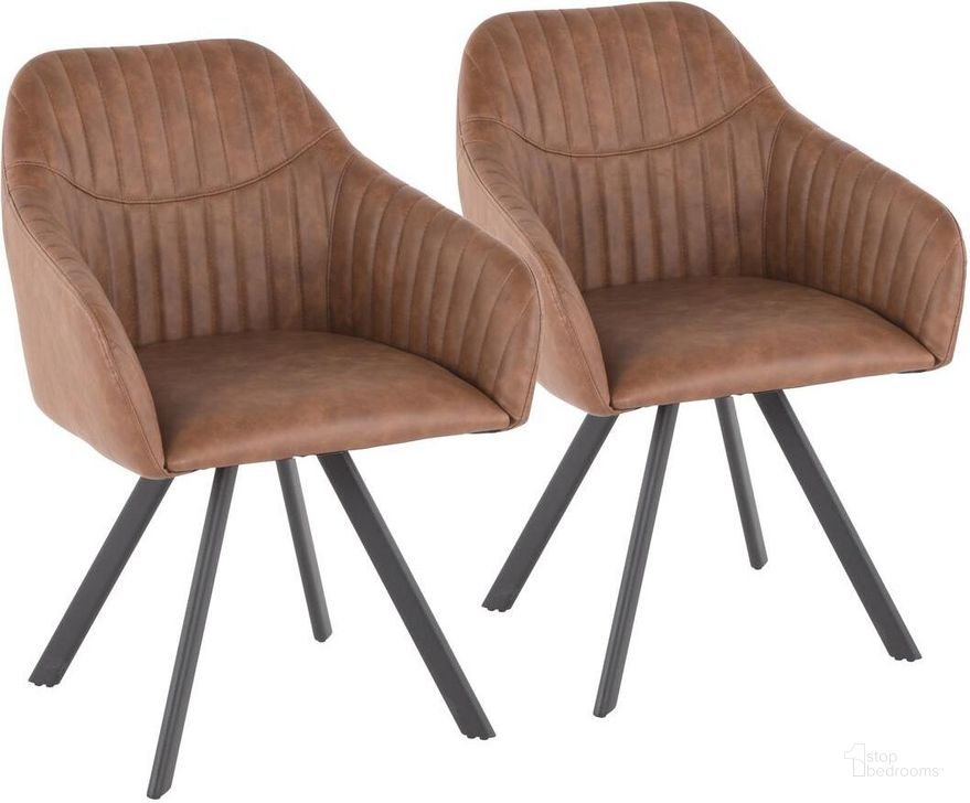 The appearance of Clubhouse Brown Pleated Dining Chair Set Of 2 designed by Lumisource in the modern / contemporary interior design. This brown piece of furniture  was selected by 1StopBedrooms from Clubhouse Collection to add a touch of cosiness and style into your home. Sku: CH-CLBP BK+BN2. Material: Leather. Product Type: Dining Chair. Image1
