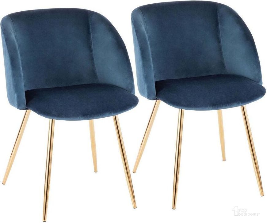 The appearance of Luna Blue Fran Dining Chair Set Of 2 designed by Lumisource in the transitional interior design. This blue piece of furniture  was selected by 1StopBedrooms from Luna Collection to add a touch of cosiness and style into your home. Sku: CH-FRAN AU+BU2. Product Type: Dining Chair. Material: Velvet. Image1