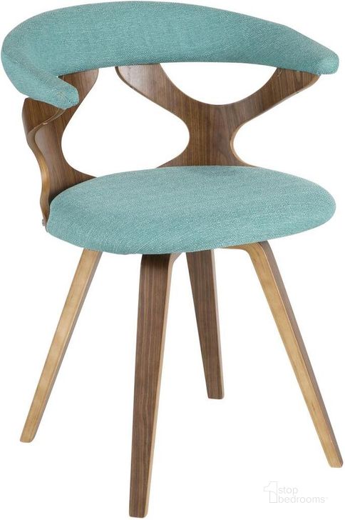 The appearance of Gardenia Walnut Chair designed by Lumisource in the transitional interior design. This blue piece of furniture  was selected by 1StopBedrooms from Gardenia Collection to add a touch of cosiness and style into your home. Sku: CH-GARD WL+TL. Material: Wood. Product Type: Dining Chair. Image1