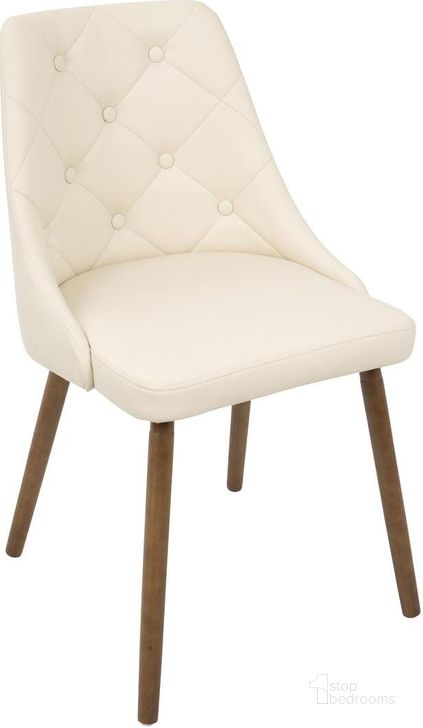 The appearance of Gianna Walnut And Cream Dining Chair designed by Lumisource in the transitional interior design. This cream piece of furniture  was selected by 1StopBedrooms from Gianna Collection to add a touch of cosiness and style into your home. Sku: CH-GIOV WL+CR. Material: Wood. Product Type: Dining Chair. Image1