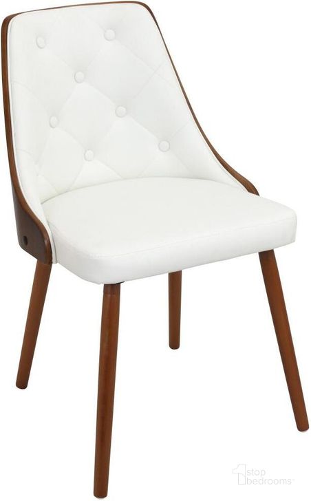 The appearance of Gianna Walnut And White Chair designed by Lumisource in the transitional interior design. This white piece of furniture  was selected by 1StopBedrooms from Gianna Collection to add a touch of cosiness and style into your home. Sku: CH-JY-GNN WL+W. Material: Wood. Product Type: Dining Chair. Image1