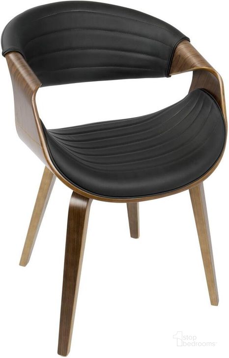 The appearance of Curvo Walnut And Black Accent Chair designed by Lumisource in the transitional interior design. This black piece of furniture  was selected by 1StopBedrooms from Curvo Collection to add a touch of cosiness and style into your home. Sku: CH-SYMP WL+BK. Material: Wood. Product Type: Accent Chair. Image1