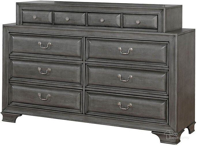 The appearance of Brandt Dresser (Gray) designed by Furniture of America in the transitional interior design. This medium color piece of furniture  was selected by 1StopBedrooms from Brandt Collection to add a touch of cosiness and style into your home. Sku: CM7302GY-D. Material: Wood. Product Type: Dresser. Image1