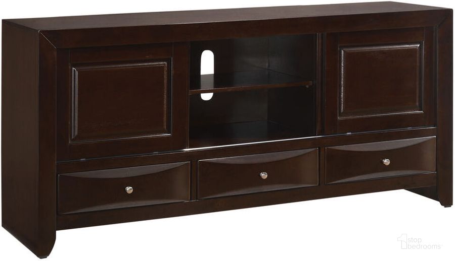 The appearance of Crown Mark Emily Dark Cherry TV Stand designed by Crown Mark in the transitional interior design. This dark cherry piece of furniture  was selected by 1StopBedrooms from Emily Collection to add a touch of cosiness and style into your home. Sku: B4260-7. Product Type: TV Stand.