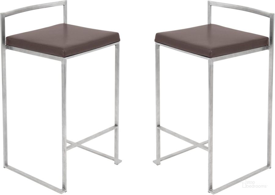 The appearance of Fuji Brown Counter Stool Set of 2 designed by Lumisource in the modern / contemporary interior design. This brown piece of furniture  was selected by 1StopBedrooms from Fuji Collection to add a touch of cosiness and style into your home. Sku: CS-FUJI BN2. Material: Metal. Product Type: Barstool. Image1