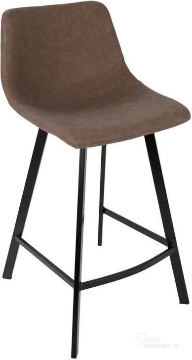 The appearance of Outlaw Brown Counter Stool Set of 2 designed by Lumisource in the modern / contemporary interior design. This brown piece of furniture  was selected by 1StopBedrooms from Outlaw Collection to add a touch of cosiness and style into your home. Sku: CS-OUTLW BK+BN2. Material: Leather. Product Type: Barstool. Image1