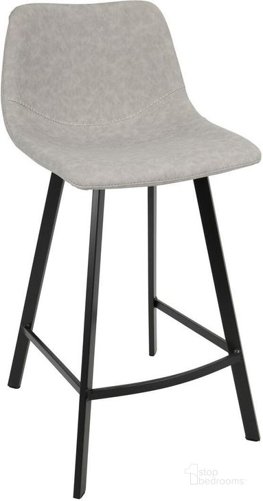 The appearance of Outlaw Gray Counter Stool Set of 2 designed by Lumisource in the modern / contemporary interior design. This gray piece of furniture  was selected by 1StopBedrooms from Outlaw Collection to add a touch of cosiness and style into your home. Sku: CS-OUTLW BK+GY2. Material: Leather. Product Type: Barstool. Image1
