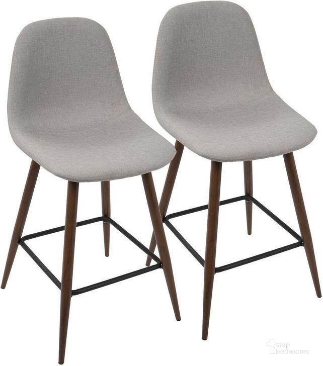 The appearance of Pebble Light Grey Counter Stool Set Of 2 designed by Lumisource in the modern / contemporary interior design. This gray piece of furniture  was selected by 1StopBedrooms from Pebble Collection to add a touch of cosiness and style into your home. Sku: CS-PEB WL+LGY2. Material: Metal. Product Type: Barstool. Image1