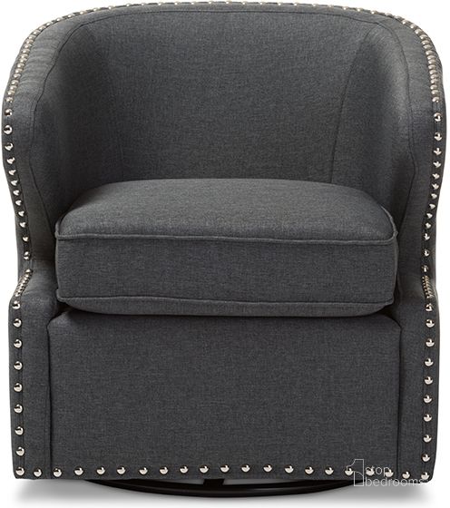 The appearance of Baxton Studio Finley Mid-Century Modern Grey Fabric Upholstered Swivel Armchair designed by Baxton Studio in the transitional interior design. This grey piece of furniture  was selected by 1StopBedrooms from Finley Collection to add a touch of cosiness and style into your home. Sku: DB-203-Gray. Material: Fabric. Product Type: Living Room Chair. Image1