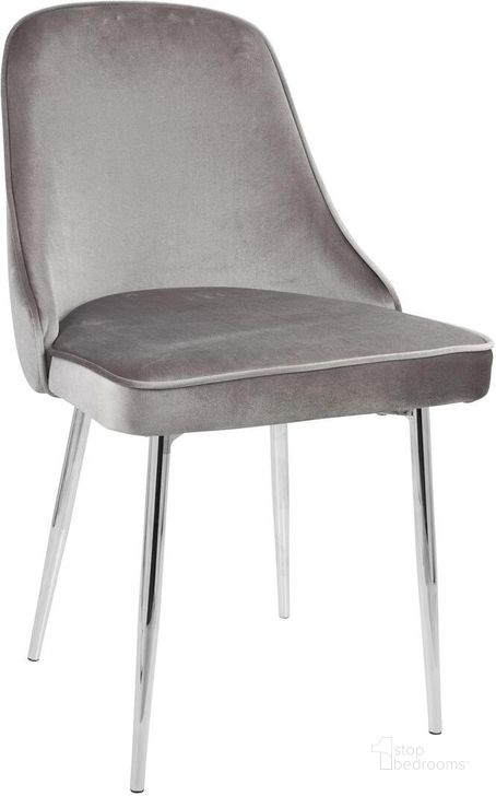 The appearance of Marcel Silver And Chrome Dining Chair Set of 2 designed by Lumisource in the transitional interior design. This gray velvet piece of furniture  was selected by 1StopBedrooms from Marcel Collection to add a touch of cosiness and style into your home. Sku: DC-MARCL SV2. Material: Metal. Product Type: Dining Chair. Image1