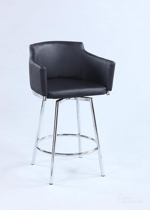 The appearance of Dusty Club Barstool w/ Memory Swivel (Black) designed by Chintaly Imports in the modern / contemporary interior design. This black piece of furniture  was selected by 1StopBedrooms from Dusty Collection to add a touch of cosiness and style into your home. Sku: DUSTY-BS-BLK. Material: Faux Leather. Product Type: Barstool.