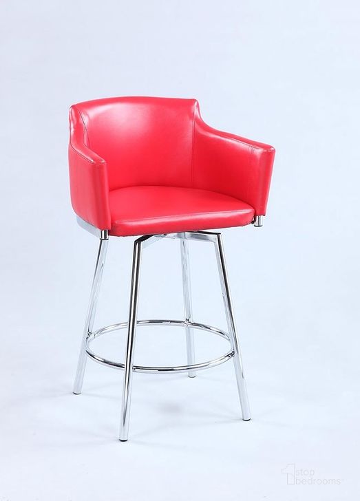 The appearance of Dusty Club Counter Height Stool w/ Memory Swivel (Red) designed by Chintaly Imports in the modern / contemporary interior design. This red piece of furniture  was selected by 1StopBedrooms from Dusty Collection to add a touch of cosiness and style into your home. Sku: DUSTY-CS-RED. Material: Faux Leather. Product Type: Counter Height Chair.