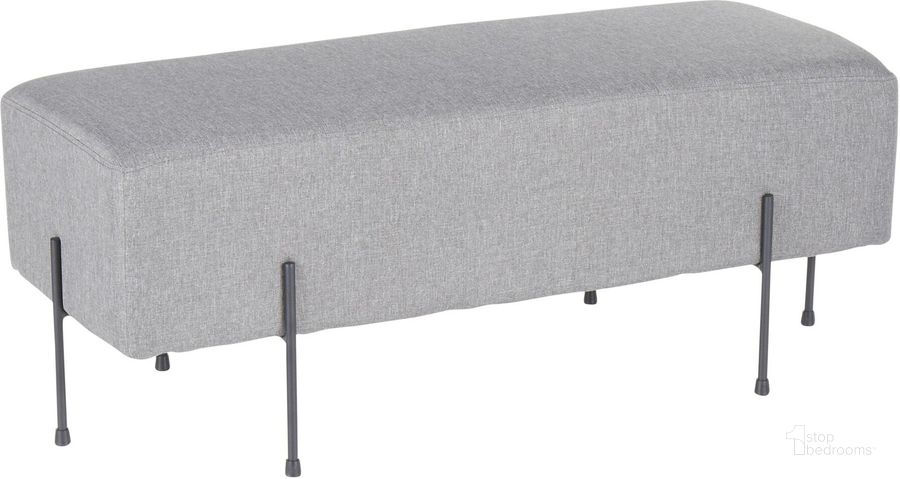 The appearance of Daniella Bench in Black Metal and Grey Fabric designed by Lumisource in the modern / contemporary interior design. This black piece of furniture  was selected by 1StopBedrooms from Daniella Collection to add a touch of cosiness and style into your home. Sku: BC-DNLA BKGY. Material: Fabric. Product Type: Outdoor Bench. Image1