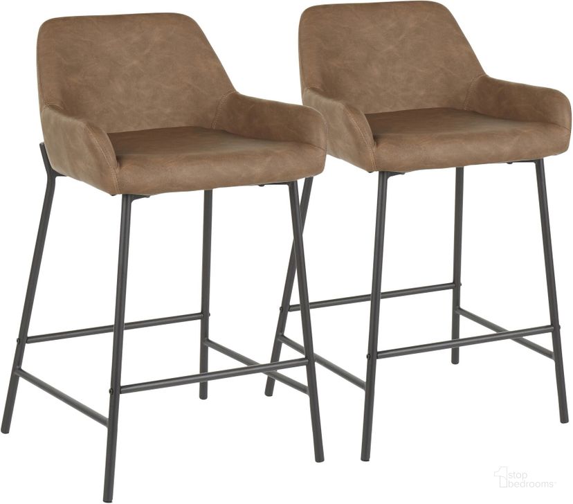 The appearance of Daniella Counter Stool in Black Metal and Espresso Faux Leather - Set of 2 designed by Lumisource in the industrial interior design. This black piece of furniture  was selected by 1StopBedrooms from Daniella Collection to add a touch of cosiness and style into your home. Sku: B24-DNLA BKE2. Material: Leather. Product Type: Counter Height Chair. Image1