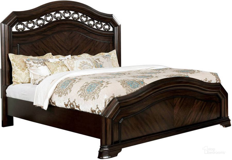 The appearance of Furniture of America Calliope Espresso King Bed designed by Furniture of America in the traditional interior design. This espresso piece of furniture  was selected by 1StopBedrooms from Calliope Collection to add a touch of cosiness and style into your home. Sku: CM7751EK-HB;CM7751EK-FB;CM7751EK-R. Bed Type: Panel Bed. Product Type: Panel Bed. Bed Size: King.