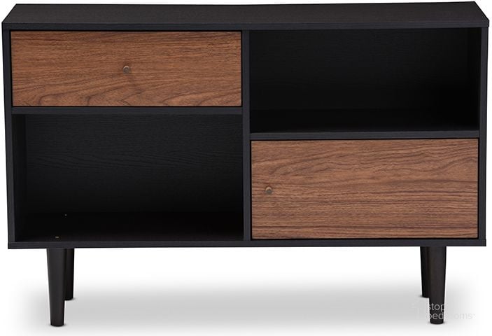 The appearance of Baxton Studio Auburn Mid-Century Modern Scandinavian Style Sideboard Storage Cabinet designed by Baxton Studio in the modern / contemporary interior design. This dark brown piece of furniture  was selected by 1StopBedrooms from Auburn Collection to add a touch of cosiness and style into your home. Sku: FP-6779-Walnut/Espresso. Material: Wood. Product Type: Media Console. Image1