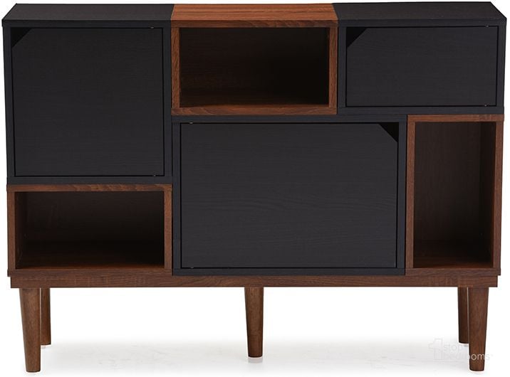 The appearance of Baxton Studio Anderson Mid-Century Retro Modern Oak And Espresso Wood Sideboard Storage Cabinet designed by Baxton Studio in the transitional interior design. This dark brown piece of furniture  was selected by 1StopBedrooms from Anderson Collection to add a touch of cosiness and style into your home. Sku: FP-6794-Oak/Espresso. Material: Wood. Product Type: Media Console. Image1