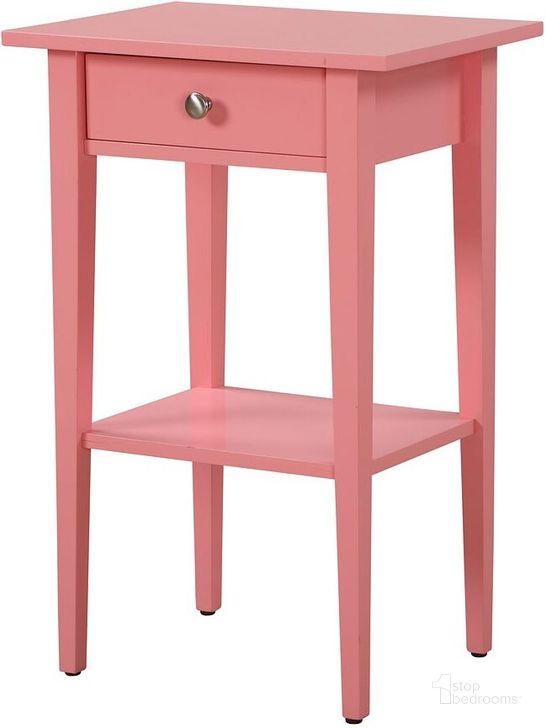 The appearance of Glory Furniture Dalton Nightstand, Pink designed by Glory in the transitional interior design. This pink piece of furniture  was selected by 1StopBedrooms from Dalton Collection to add a touch of cosiness and style into your home. Sku: G035-N-Nightstand. Material: Wood. Product Type: Nightstand.