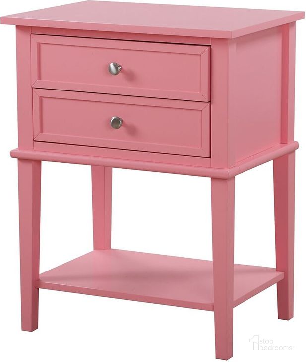 The appearance of Glory Furniture Newton Nightstand, Pink designed by Glory in the modern / contemporary interior design. This pink piece of furniture  was selected by 1StopBedrooms from Newton Collection to add a touch of cosiness and style into your home. Sku: G062-N-Nightstand. Material: Wood. Product Type: Nightstand.