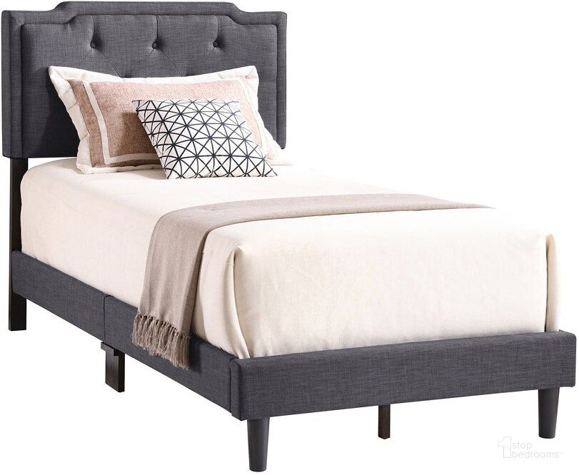 The appearance of G1106 Upholstered Bed (Twin) designed by Glory in the transitional interior design. This ash black piece of furniture  was selected by 1StopBedrooms from G11 Collection to add a touch of cosiness and style into your home. Sku: G1106-TB-UP-Twin Bed. Bed Type: Panel Bed. Material: Fabric. Product Type: Panel Bed. Bed Size: Twin.