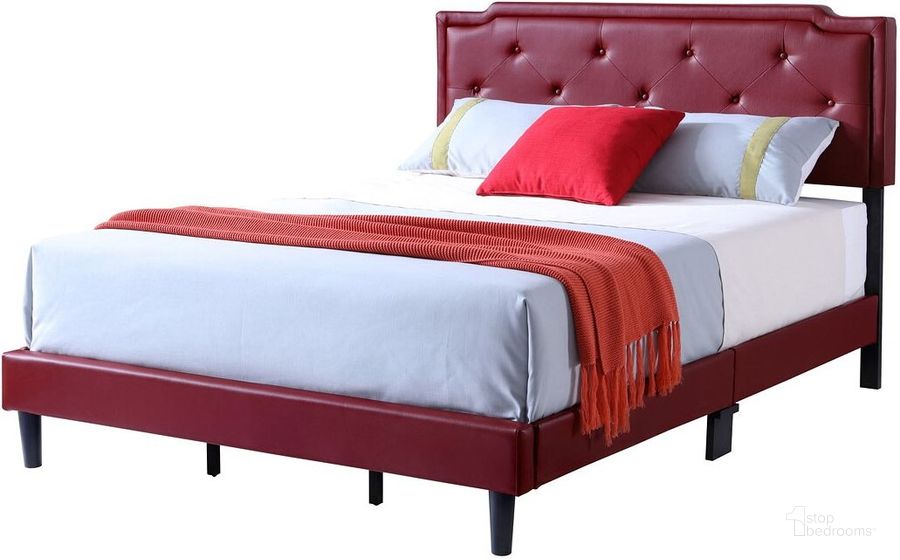 The appearance of G1117 Upholstered Bed (Full) designed by Glory in the transitional interior design. This red piece of furniture  was selected by 1StopBedrooms from G11 Collection to add a touch of cosiness and style into your home. Sku: G1117-FB-UP-Full Bed. Bed Type: Panel Bed. Material: Faux Leather. Product Type: Panel Bed. Bed Size: Full. Image1