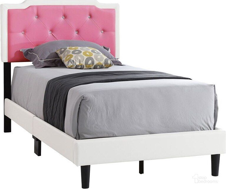 The appearance of G1122 Upholstered Bed (Twin) designed by Glory in the transitional interior design. This pink piece of furniture  was selected by 1StopBedrooms from G11 Collection to add a touch of cosiness and style into your home. Sku: G1122-TB-UP-Twin Bed. Bed Type: Panel Bed. Material: Faux Leather. Product Type: Panel Bed. Bed Size: Twin. Image1