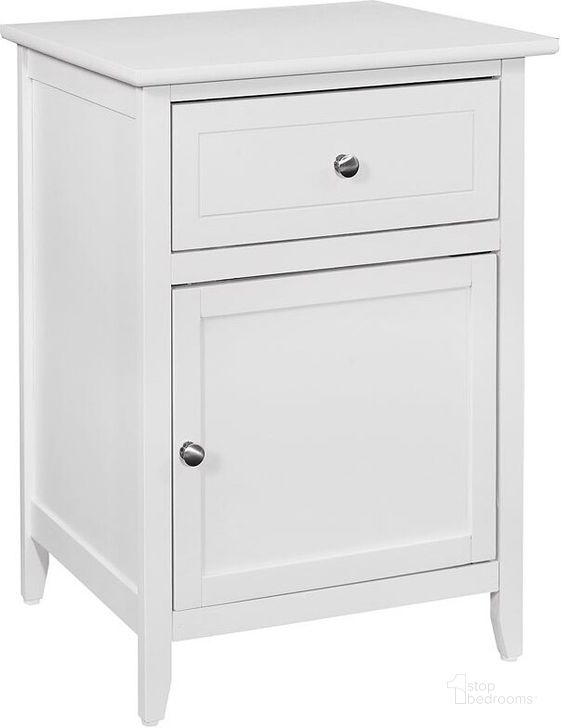 The appearance of G1417 Drawer and Door Nightstand (White) designed by Glory in the transitional interior design. This white piece of furniture  was selected by 1StopBedrooms from G14 Collection to add a touch of cosiness and style into your home. Sku: G1417-N-90-1 Drawer /1 Door Nightstand. Material: Wood. Product Type: Nightstand.