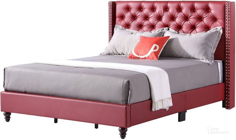 The appearance of G1917 Red Upholstered Bed (Full) designed by Glory in the transitional interior design. This red piece of furniture  was selected by 1StopBedrooms from G19 Collection to add a touch of cosiness and style into your home. Sku: G1917-FB-UP-Full Bed. Bed Type: Panel Bed. Material: Faux Leather. Product Type: Panel Bed. Bed Size: Full. Image1