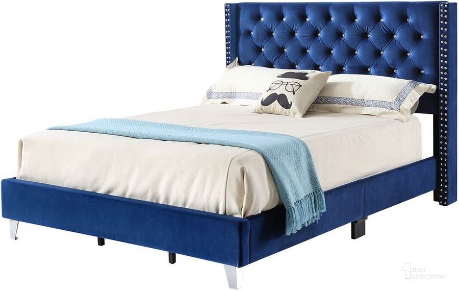 The appearance of G1924 Navy Upholstered Bed (Full) designed by Glory in the transitional interior design. This navy piece of furniture  was selected by 1StopBedrooms from G19 Collection to add a touch of cosiness and style into your home. Sku: G1924-FB-UP-Full Bed. Bed Type: Panel Bed. Material: Fabric. Product Type: Panel Bed. Bed Size: Full. Image1