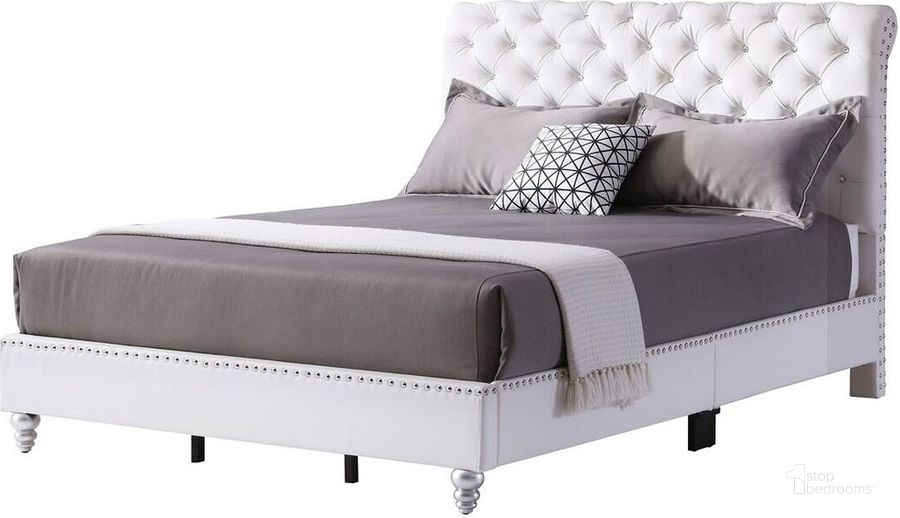 The appearance of G1938 White Upholstered Bed (Full) designed by Glory in the transitional interior design. This white piece of furniture  was selected by 1StopBedrooms from G19 Collection to add a touch of cosiness and style into your home. Sku: G1938-FB-UP-Full Bed. Bed Type: Panel Bed. Material: Faux Leather. Product Type: Panel Bed. Bed Size: Full. Image1