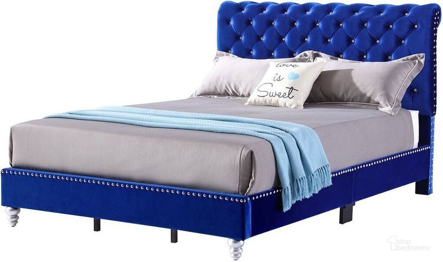The appearance of G1943 Cobalt Blue Upholstered Bed (Full) designed by Glory in the transitional interior design. This blue piece of furniture  was selected by 1StopBedrooms from G19 Collection to add a touch of cosiness and style into your home. Sku: G1943-FB-UP-Full Bed. Bed Type: Panel Bed. Material: Fabric. Product Type: Panel Bed. Bed Size: Full. Image1