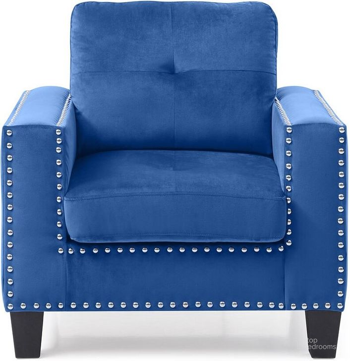 The appearance of Nailer Chair (Navy Blue) designed by Glory in the transitional interior design. This navy blue piece of furniture  was selected by 1StopBedrooms from Nailer Collection to add a touch of cosiness and style into your home. Sku: G313A-C-Chair. Material: Fabric. Product Type: Living Room Chair. Image1