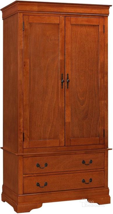 The appearance of Glory Furniture G3160A designed by Glory in the transitional interior design. This cherry piece of furniture  was selected by 1StopBedrooms from G3160 Collection to add a touch of cosiness and style into your home. Sku: G3160-A-Armoire Top;G3160-A-Armoire Base. Material: Wood. Product Type: Armoire.
