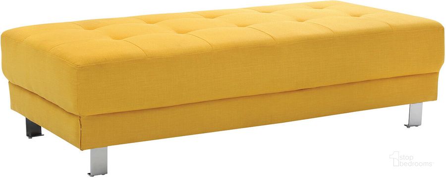 The appearance of Milan Ottoman (Yellow) designed by Glory in the modern / contemporary interior design. This yellow piece of furniture  was selected by 1StopBedrooms from Milan Collection to add a touch of cosiness and style into your home. Sku: G446-O-Milan Ottoman. Material: Fabric. Product Type: Ottoman.