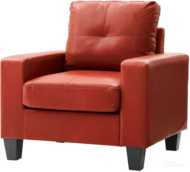 The appearance of Newbury Club Chair G465A (Red) designed by Glory in the modern / contemporary interior design. This red piece of furniture  was selected by 1StopBedrooms from Newbury Collection to add a touch of cosiness and style into your home. Sku: G465A-C-Newbury Club Chair. Material: Faux Leather. Product Type: Chair.