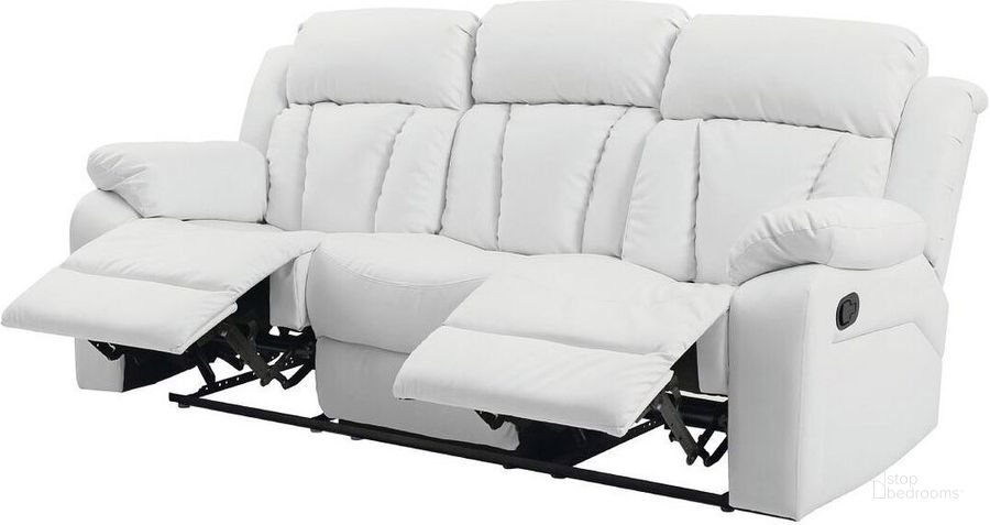 The appearance of G682 Reclining Sofa (White) designed by Glory in the modern / contemporary interior design. This white piece of furniture  was selected by 1StopBedrooms from G68 Collection to add a touch of cosiness and style into your home. Sku: G682-RS-Reclining Sofa. Material: Faux Leather. Product Type: Reclining Sofa. Image1