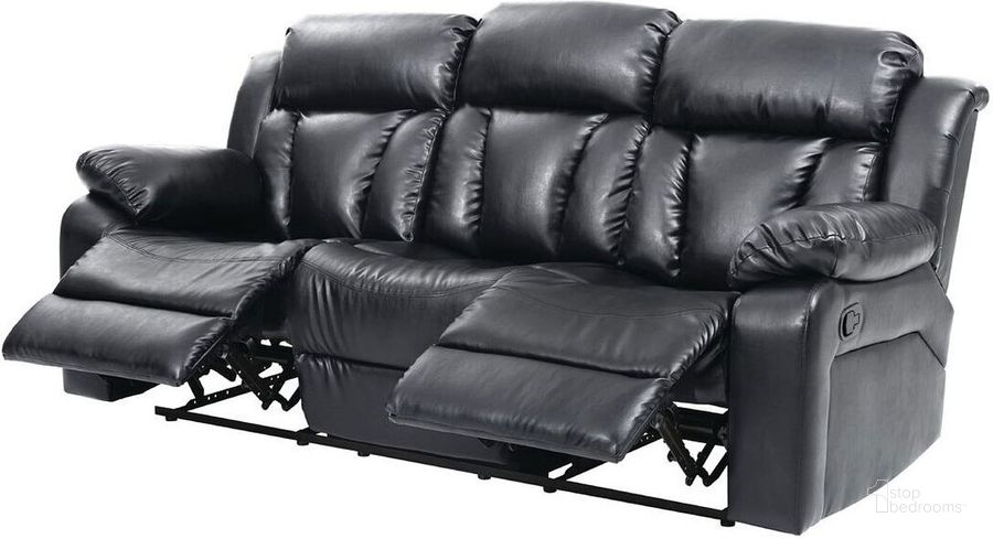 The appearance of G683 Reclining Sofa (Black) designed by Glory in the modern / contemporary interior design. This black piece of furniture  was selected by 1StopBedrooms from G68 Collection to add a touch of cosiness and style into your home. Sku: G683-RS-Reclining Sofa. Material: Faux Leather. Product Type: Reclining Sofa.