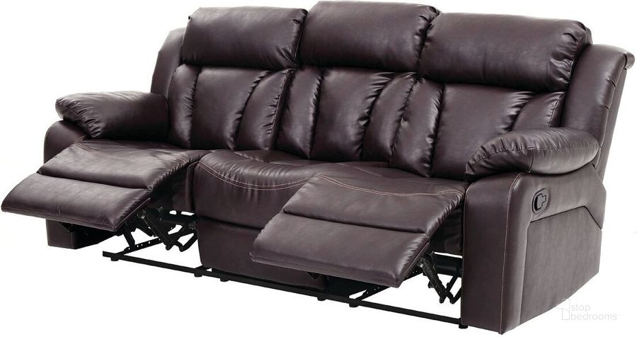 The appearance of G686 Reclining Sofa (Brown) designed by Glory in the modern / contemporary interior design. This brown piece of furniture  was selected by 1StopBedrooms from G68 Collection to add a touch of cosiness and style into your home. Sku: G686-RS-Reclining Sofa. Material: Faux Leather. Product Type: Reclining Sofa. Image1