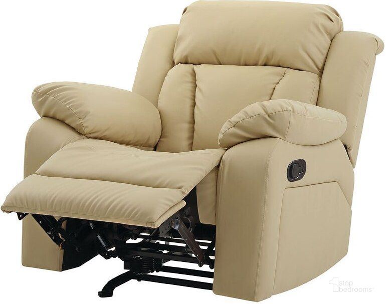 The appearance of G689 Rocker Recliner (Beige) designed by Glory in the modern / contemporary interior design. This beige piece of furniture  was selected by 1StopBedrooms from G68 Collection to add a touch of cosiness and style into your home. Sku: G689-RC-Rocker Recliner. Material: Faux Leather. Product Type: Recliners and Rocker. Image1