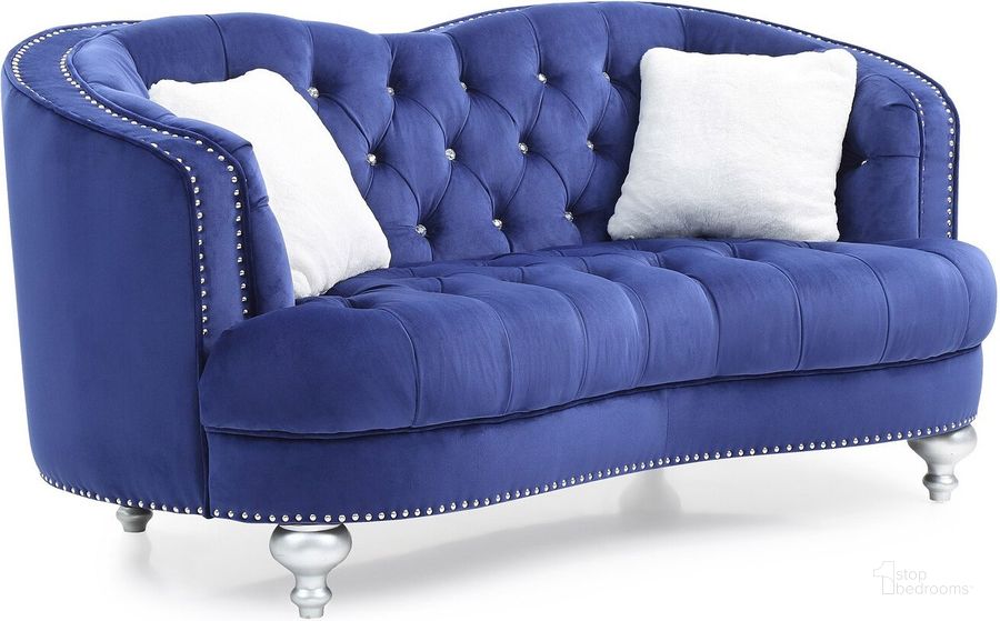 The appearance of Jewel Loveseat (Blue) designed by Glory in the transitional interior design. This blue piece of furniture  was selected by 1StopBedrooms from Jewel Collection to add a touch of cosiness and style into your home. Sku: G750-L-LoveSeat. Material: Fabric. Product Type: Loveseat. Image1